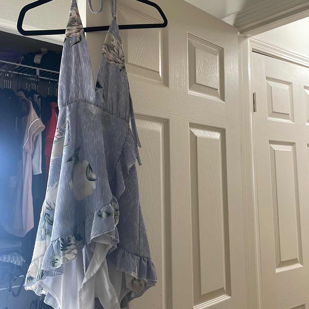 Floral striped romper dress